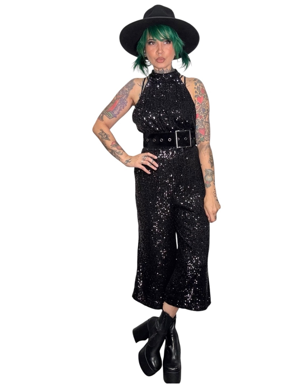 Forest Lily Sequin jumpsuit NWT